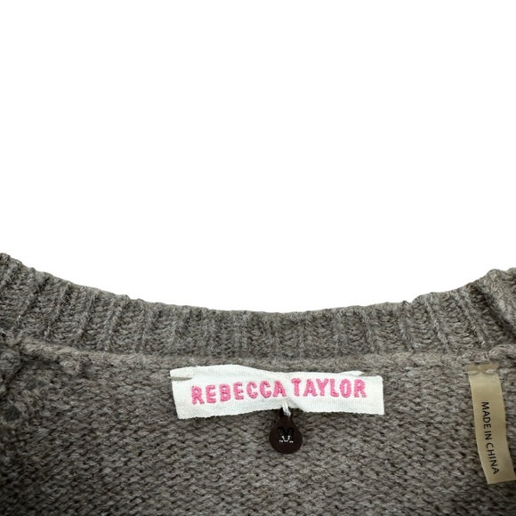 REBECCA TAYLOR Sweater Animal Print Wool Cashmere Nylon Pullover Brown - Picture 7 of 8